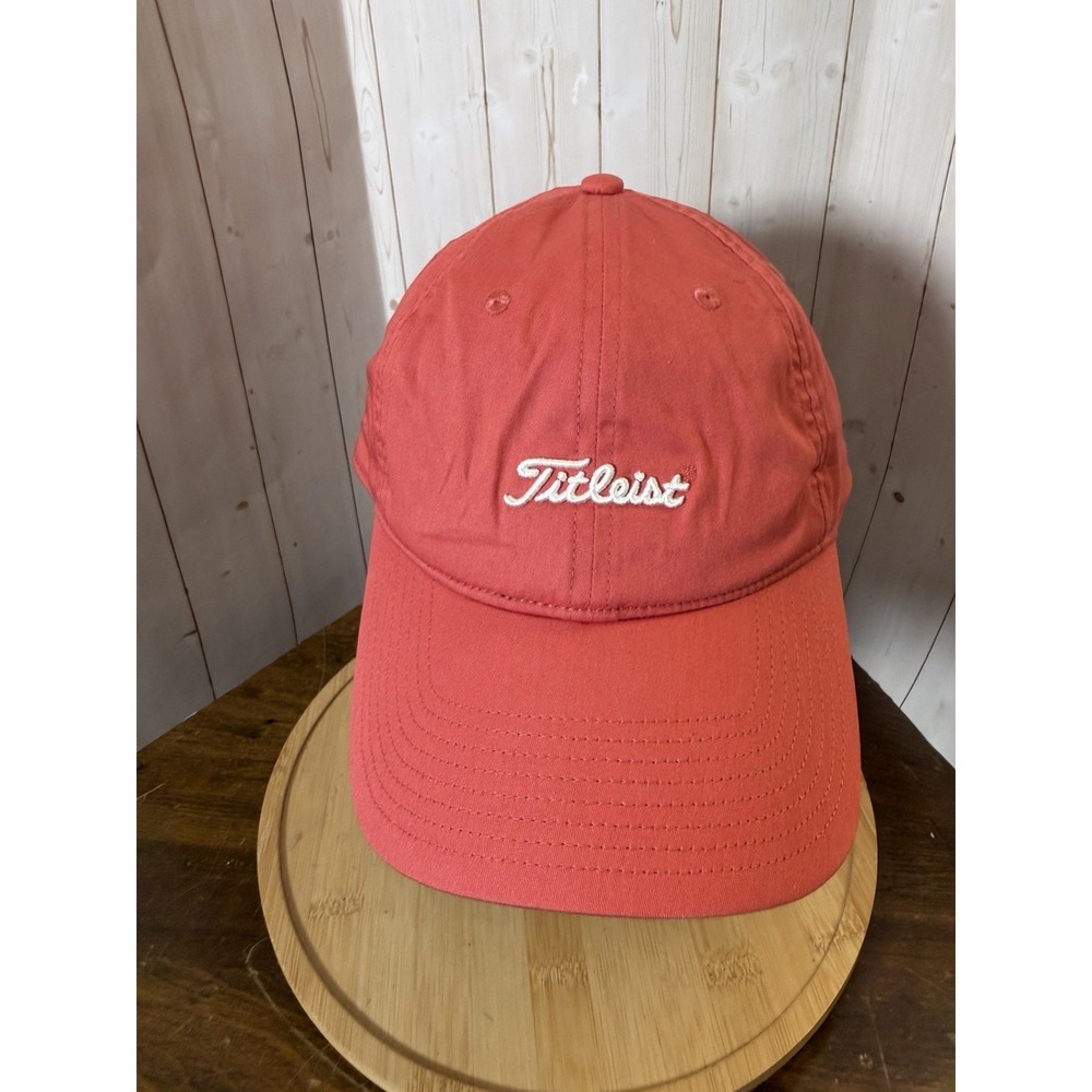 Titleist Golf Hat Cap Coral Adult Adjustable Unisex 100% Cotton Small Logo Euc